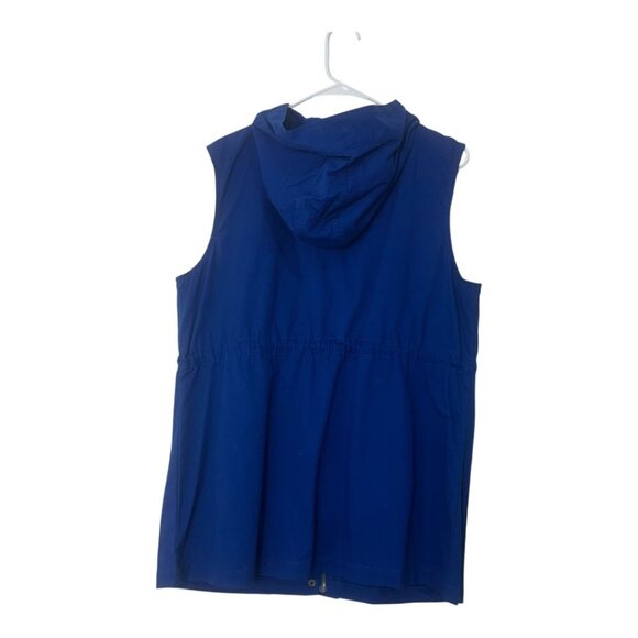 Zenana Outfitters Womens Royal Blue Hooded Utility Vest SZ L Drawstrings/Pockets - Picture 9 of 13